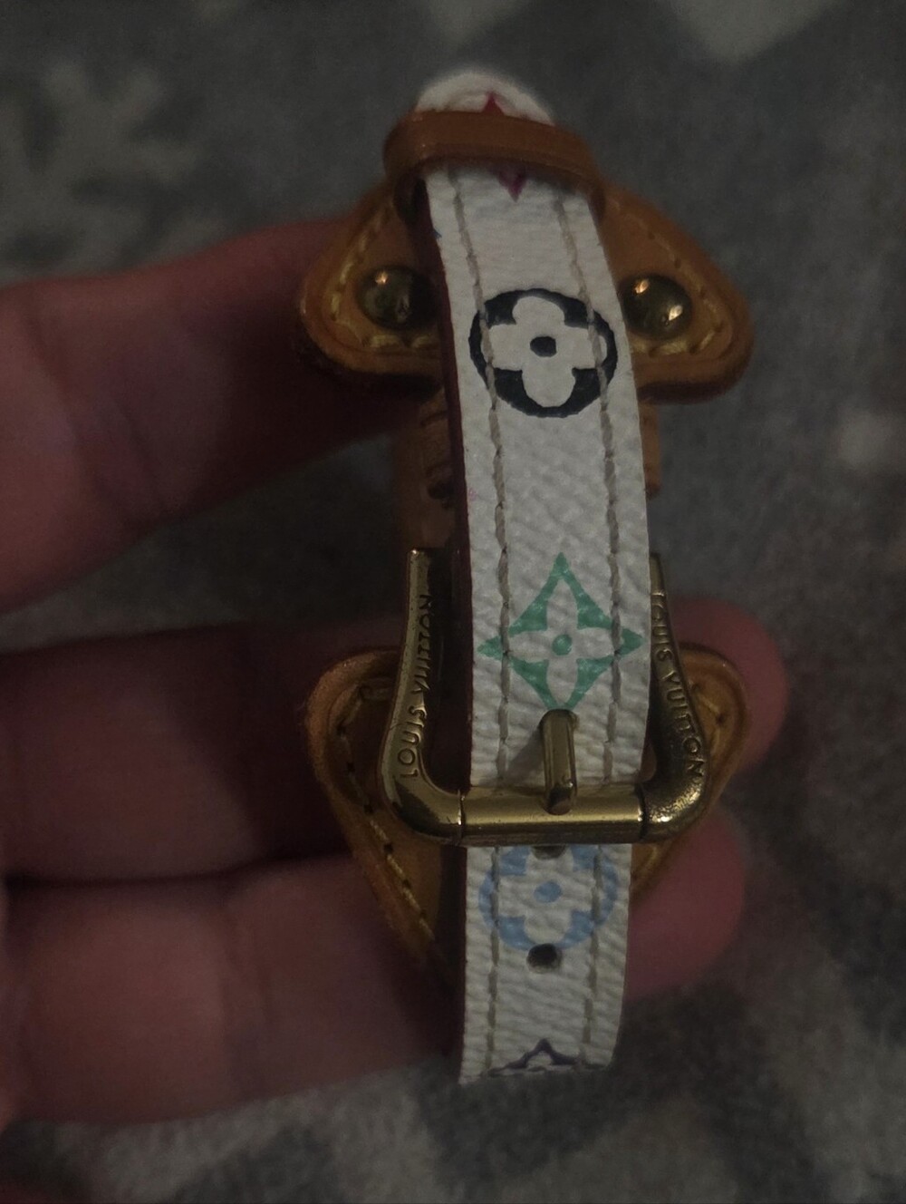 Louis Vuitton White Monogram Leather Key Strap